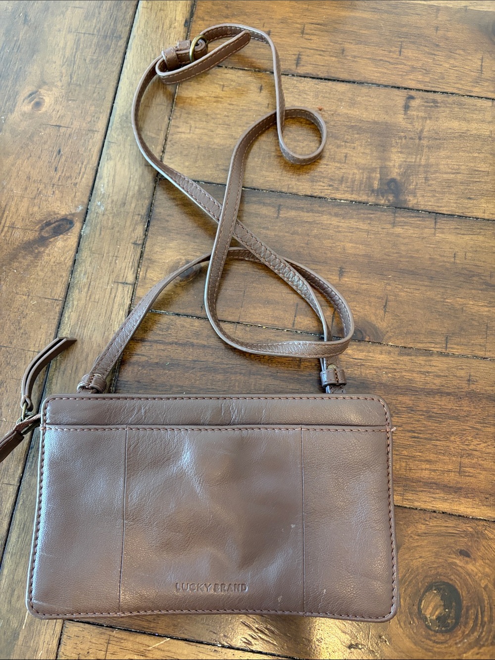Lucky Brand Brown Leather Crossbody Bag with Adjustable Strap